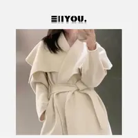 【ENYOU定制】 财阀家族 米白色系带长款羊毛大衣