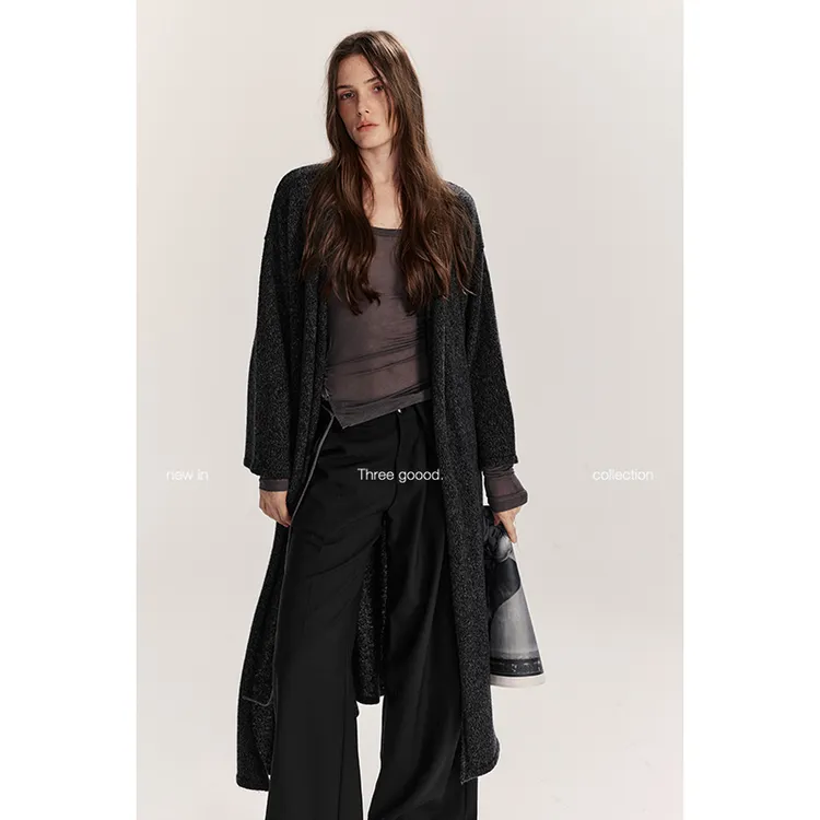 THREE GOOOD/三吉 极简lazy 莱赛尔绵羊绒针织开衫休闲Y725Z16158