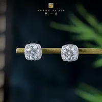 925银莫桑石耳饰 【凰一品】2克拉方形莫桑钻耳钉S925