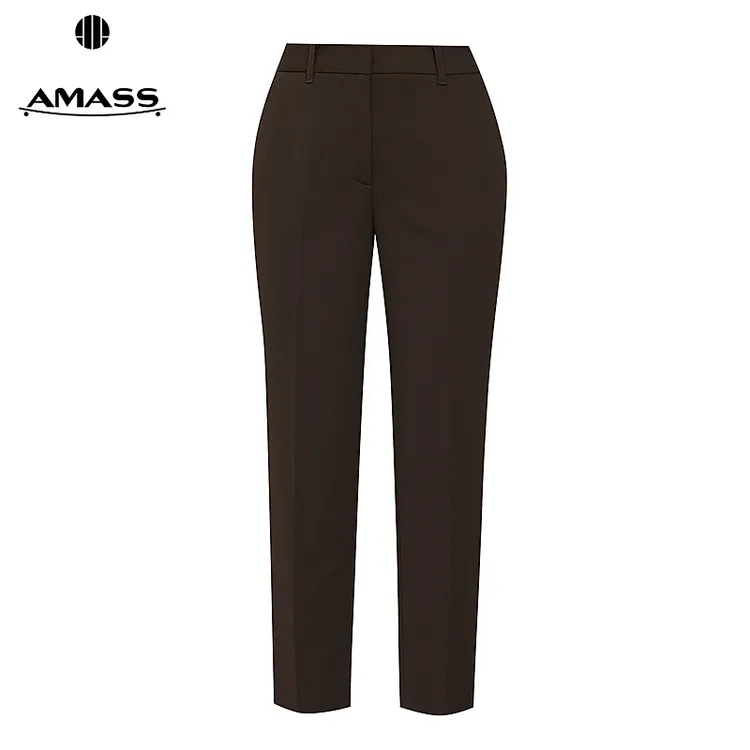阿玛施AMASS 女装新款通勤简约舒适百搭质感九分西裤烟管裤510102