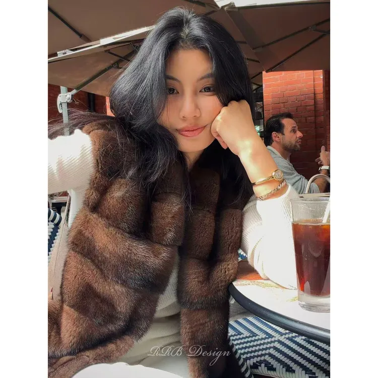 RRB Design 进口水貂百搭保暖皮草马甲拼接驼绒耗牛绒无袖外套