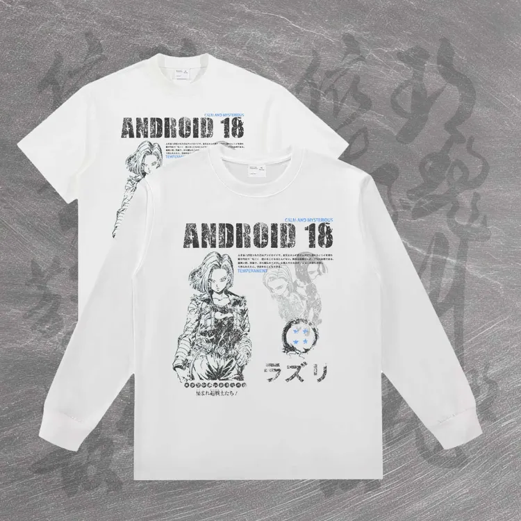 LZW龙珠系列[人造人18]数码直喷重磅烧毛处理宽松长袖印花012