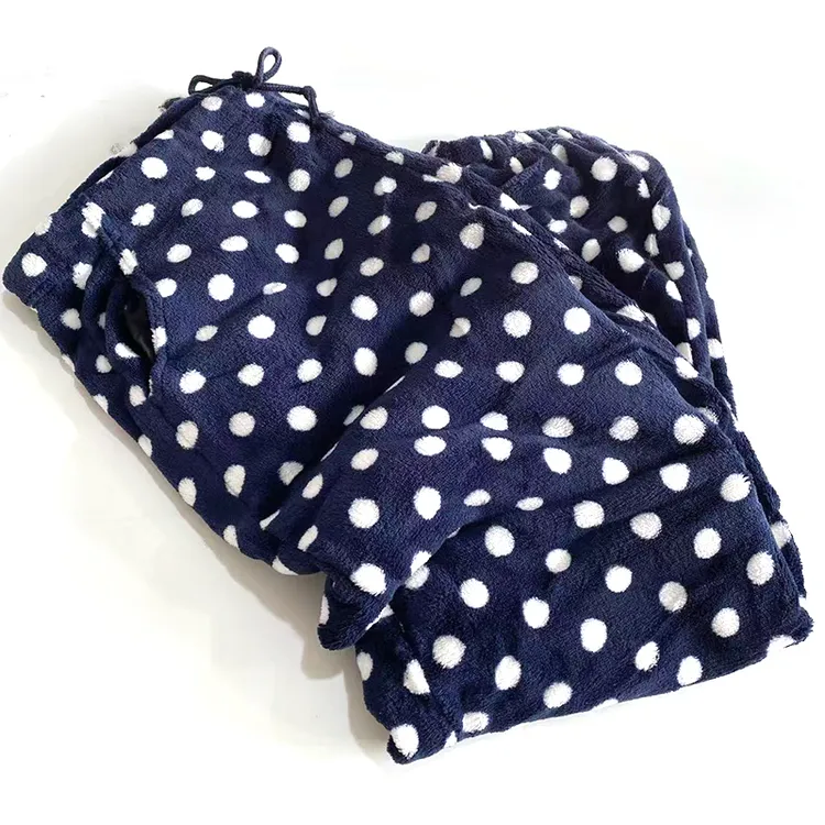 【俏皮波点】日单居家裤长裤女士加厚睡裤 收口束脚珊瑚绒裤子