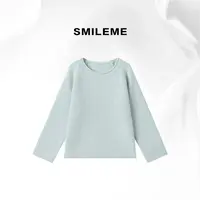 SMILEME【暖阁听雨】气质细腻柔软圆领宽松套头长袖上衣R5376012