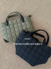 云朵托特包单肩方格车缝线单肩包简约小众充棉包包斜跨