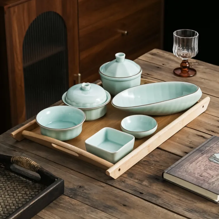 月子会所餐具 产妇医院一人份汤盅 带盖卫生月子碗木托盘套装定制