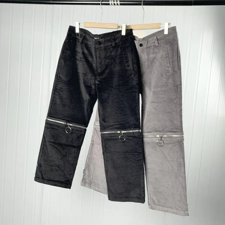 F2499男装纯色无弹直筒灯芯绒休闲长裤 VI60D