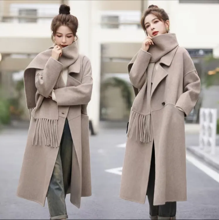 双面毛呢大衣冬季2025秋冬小个子宽松休闲气质妮子长款羊毛外套