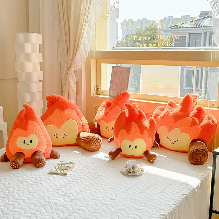 可爱小火人毛绒玩具玩偶公仔小火苗抱枕护腰靠垫续火花礼物网红