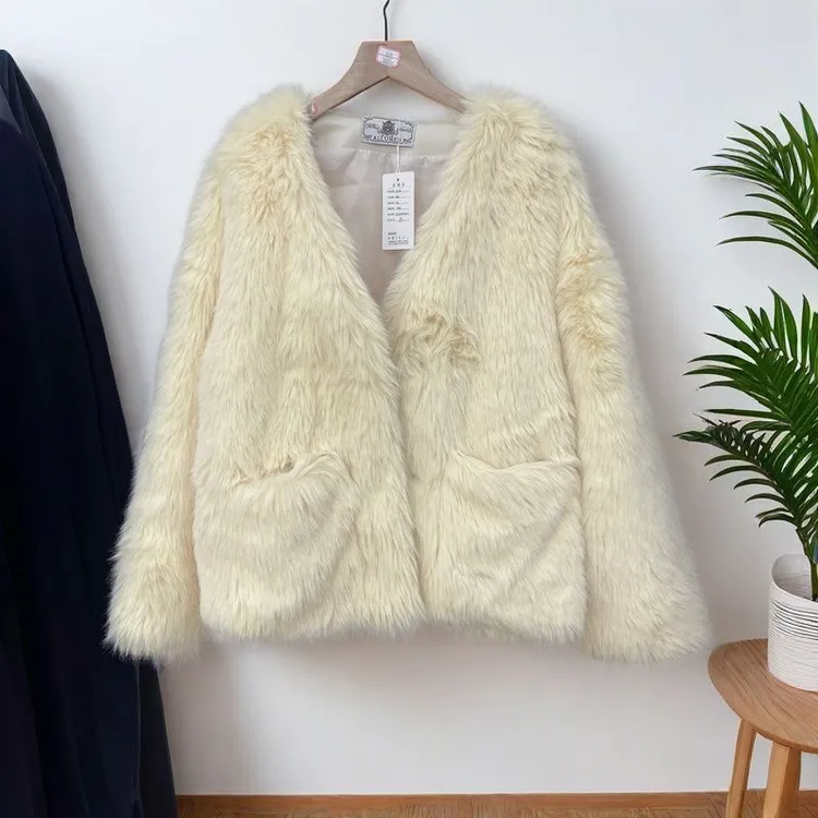 清 仿皮草外套中长款遮屁股秋冬时尚
