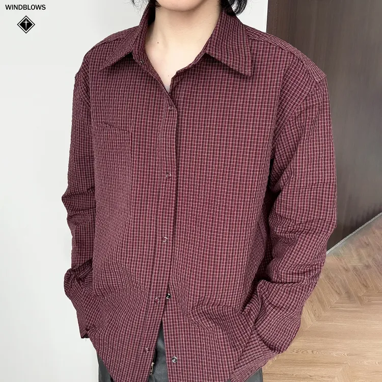WIND BLOWS2025潮流百搭翻领条纹春秋单排扣休闲宽松时尚衬衣