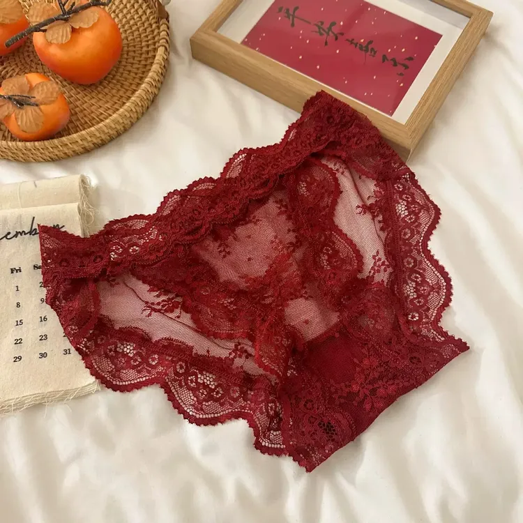 过年结婚本命年红内裤镂空性感女三角内裤舒适少女低腰诱惑透气