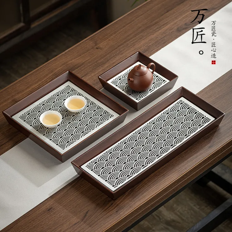 竹木储水日式干泡小茶盘办公家用一人两人茶台简约干泡盘沥水托盘