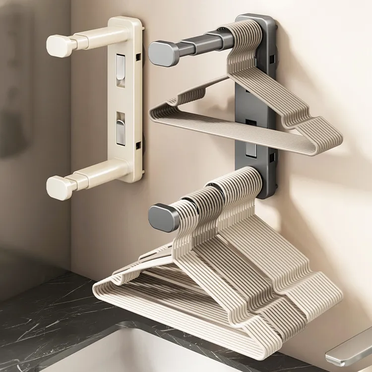 优勤吸盘阳台衣架收纳整理神器多功能挂钩伸缩挂衣架子墙上壁挂