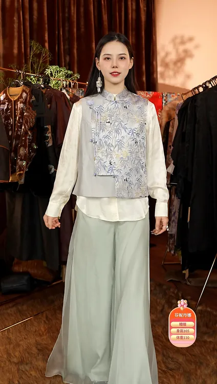 Fanny Darnat/芬妮丹娜特桑蚕丝气质轻奢百搭显瘦后腰松紧阔腿裤