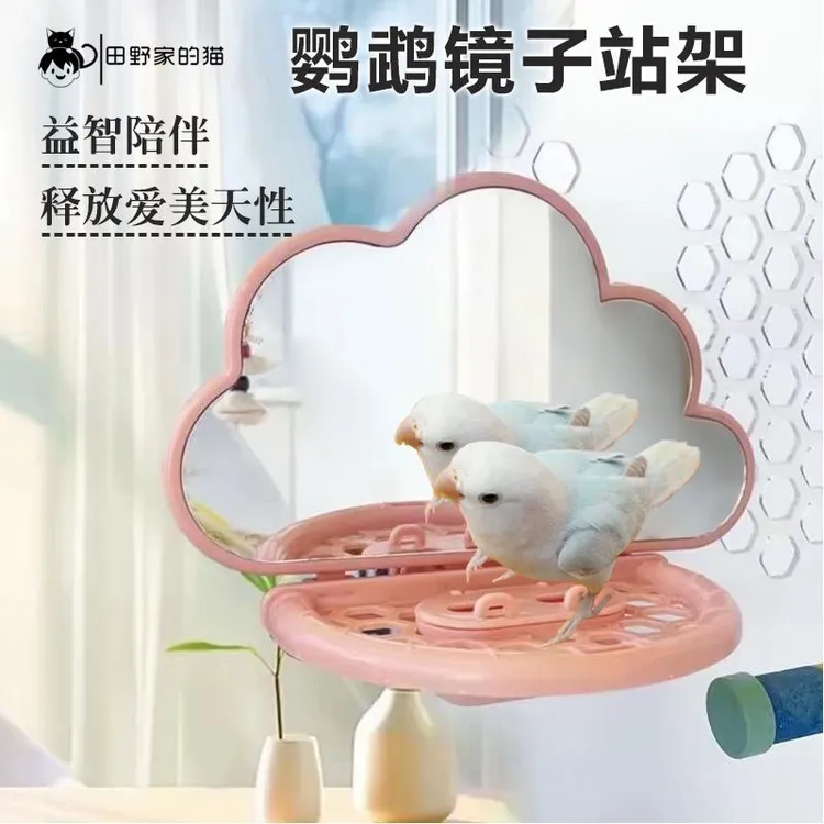 鹦鹉站架镜子玄凤虎皮牡丹鹦鹉鸟站棒站杆自嗨解闷磨爪用品玩具