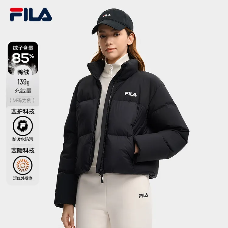 FILA 斐乐官方女士羽绒服2025冬季新款休闲短款RGB-多彩羽绒外套