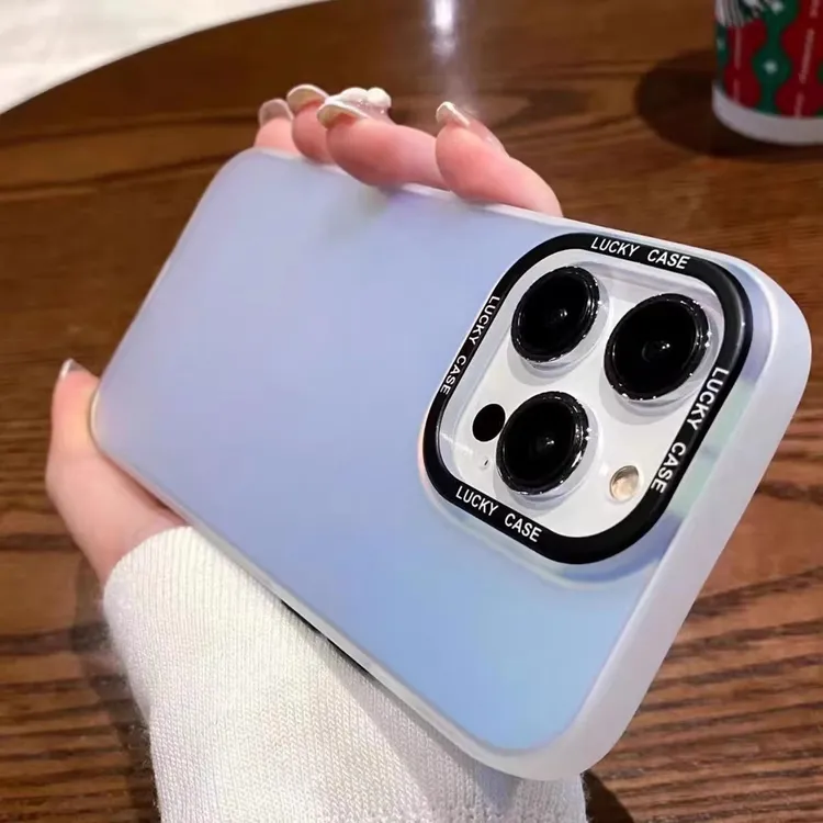 适用苹果promax手机壳镭射15Pro新款苹果14Pro系列渐变色个性防摔