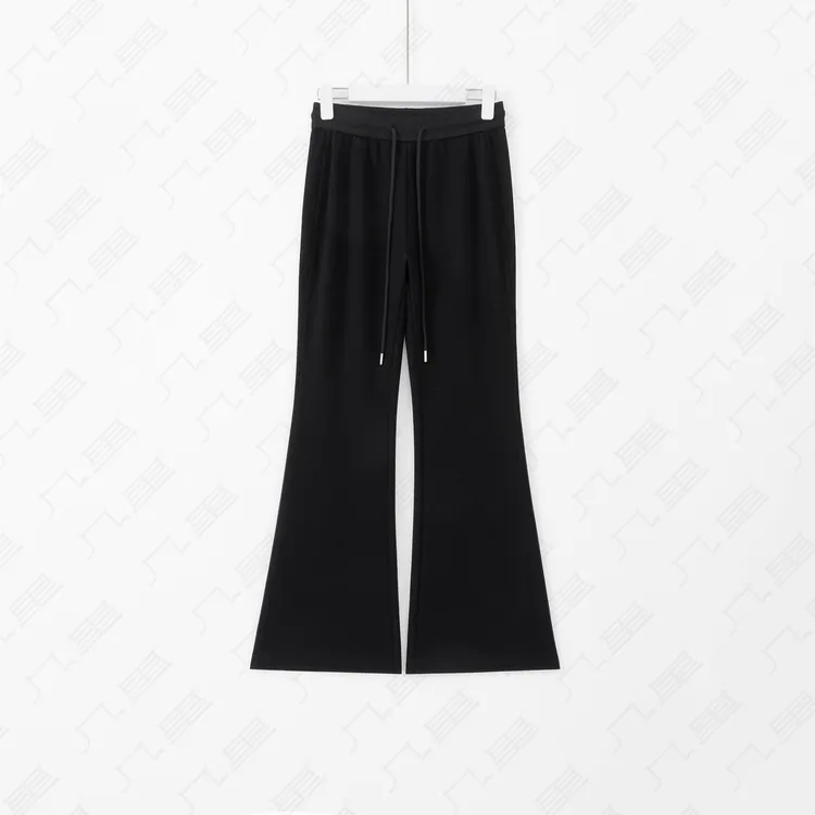 几里与麻 纯色高腰抽绳修身显瘦喇叭裤 裤长104 2100802