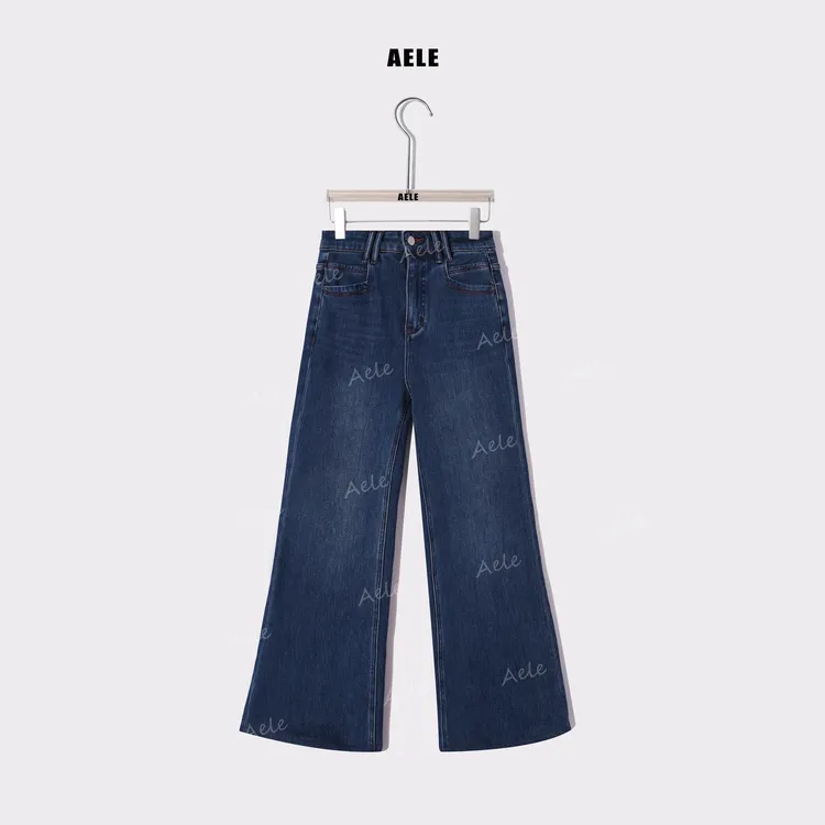 AELE【三七比例】复古休闲搭配气质显瘦加绒牛仔裤 K855 3682 AD