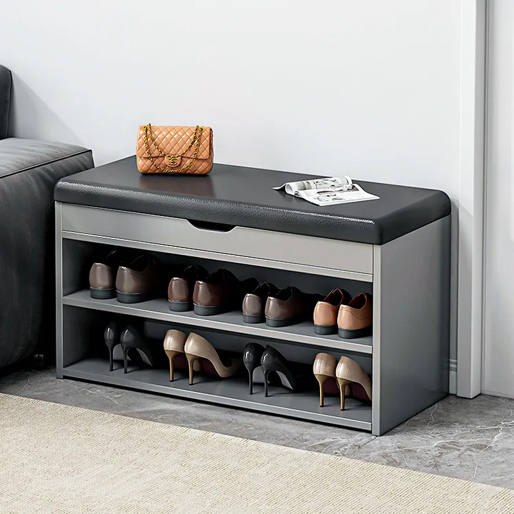 穿鞋凳软包鞋柜带抽屉凳一体洋气入户鞋柜家用木凳子门口换鞋凳