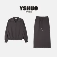 YSHUO【小暖炉套装】翻领拉链卫衣松紧抽绳A版半裙显瘦两件套80116