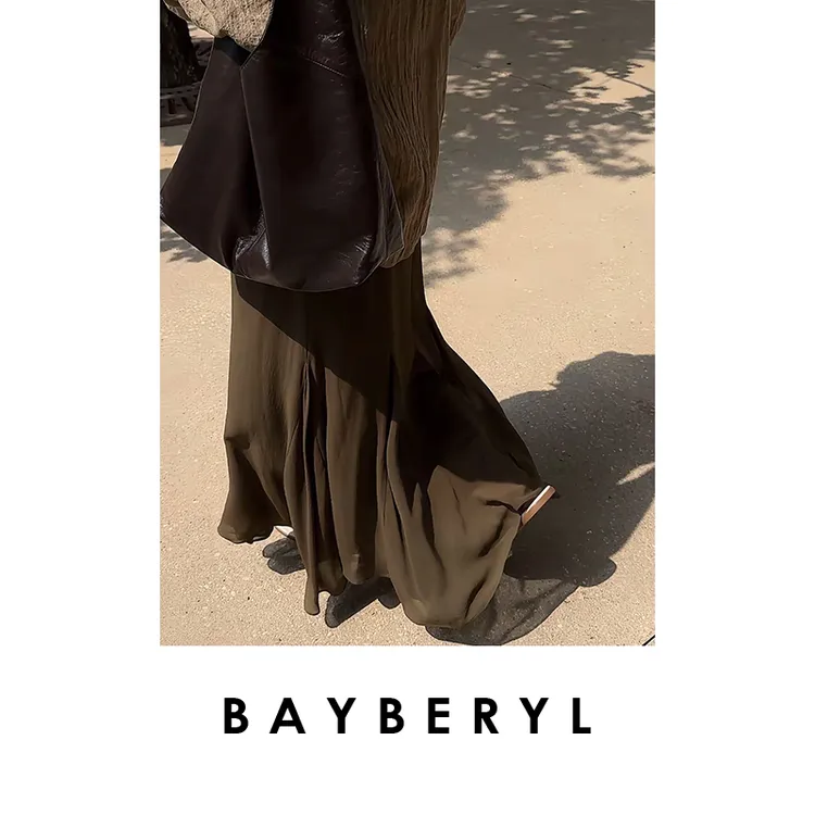 BAYBERYL老贝鱼尾裙*乔其松紧腰气质通勤百搭半身裙YQ5D2305