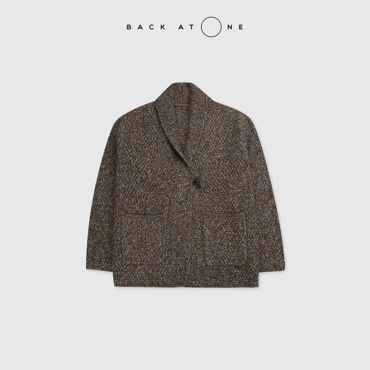 BACKATONE “岩中花述”定制羊毛花纱青果领针织开衫 BFF-1AC416H-K