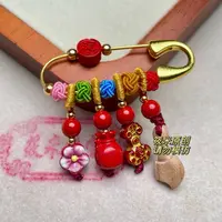 含辰砂工艺品筱米原创★桃斧水飞砂别针B430 ZS