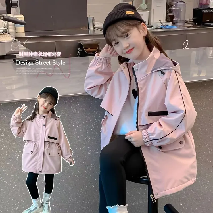 女童外套春秋款冲锋衣2025新款洋气中大童女孩上衣儿童欧若精灵风