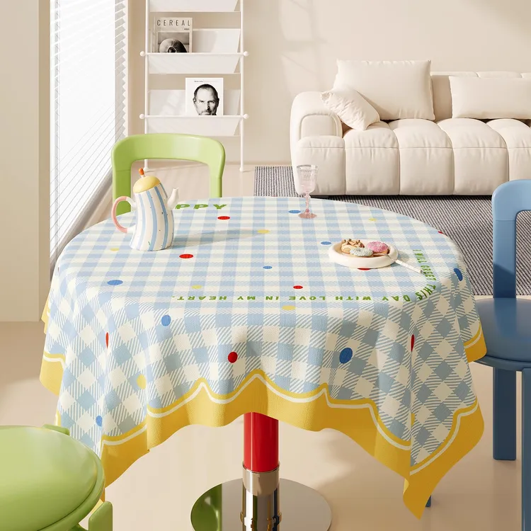 奶油风圆桌桌布防油防水又防烫2025年新款餐桌垫高级感客厅茶几布