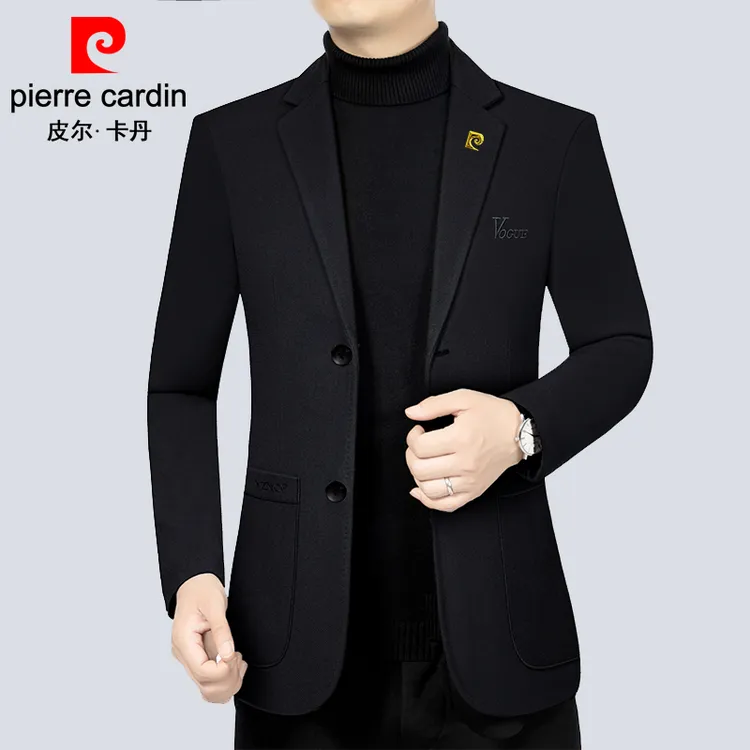 皮尔卡丹高档西装外套男春秋新款中青年男士商务休闲小西服修身帅