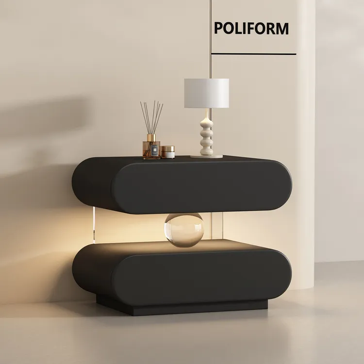 2025新款实木床头柜免安装森系现代简约水晶球亚克力感应灯床边柜