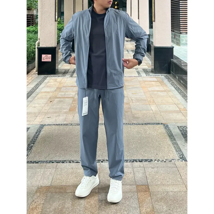Zeroedin夏季薄款速干透气宽松运动训练休闲拉链口袋lu感男士长裤