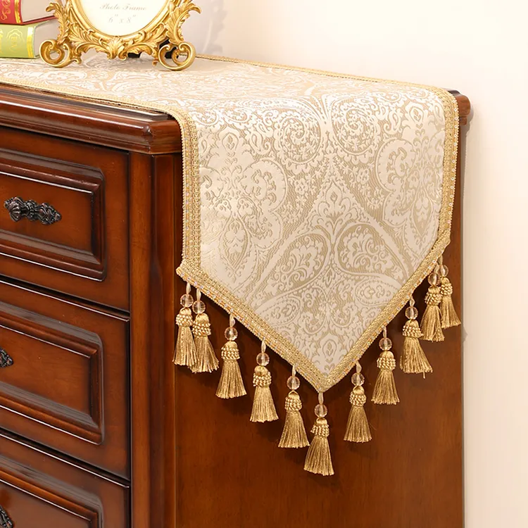 桌旗欧式轻奢高档美式复古茶几斗柜盖布餐桌布长条装饰电视柜台布