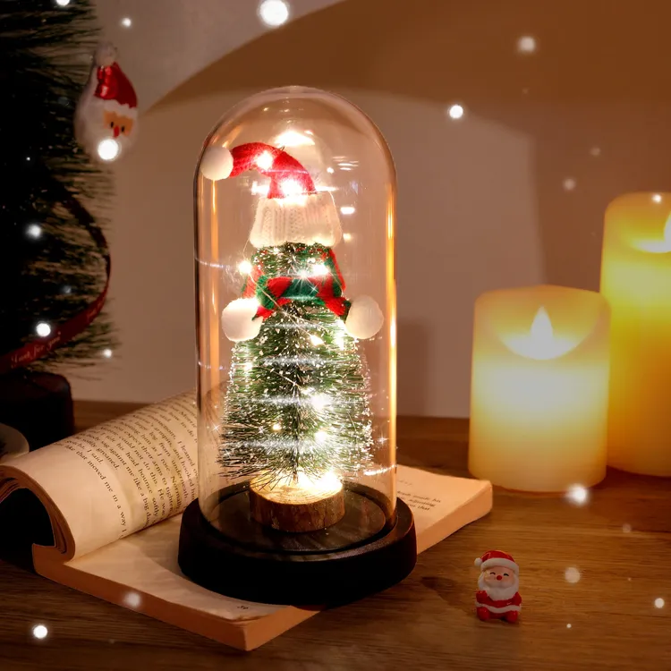 圣诞创意发光永生花圣诞树小夜灯适合作为圣诞礼物送女生送女朋友