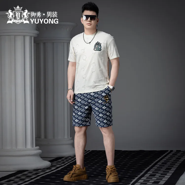 欧货高端刺绣短袖短裤休闲套装男夏季2025新款潮牌T恤男士两件套