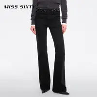 MissSixty秋季新款cleanfit牛仔裤女复古喇叭裤磨毛小黑裤