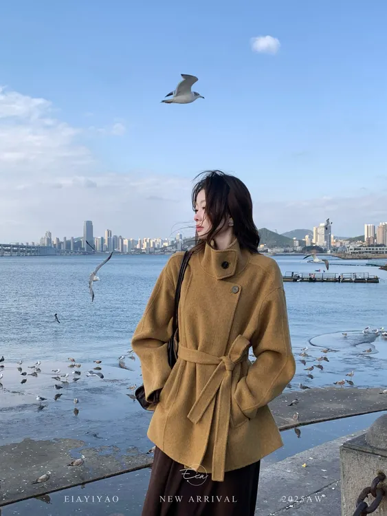 EIA一尧【冬日来信】100%绵羊毛高级感双面呢外套气质轻盈秋冬保暖