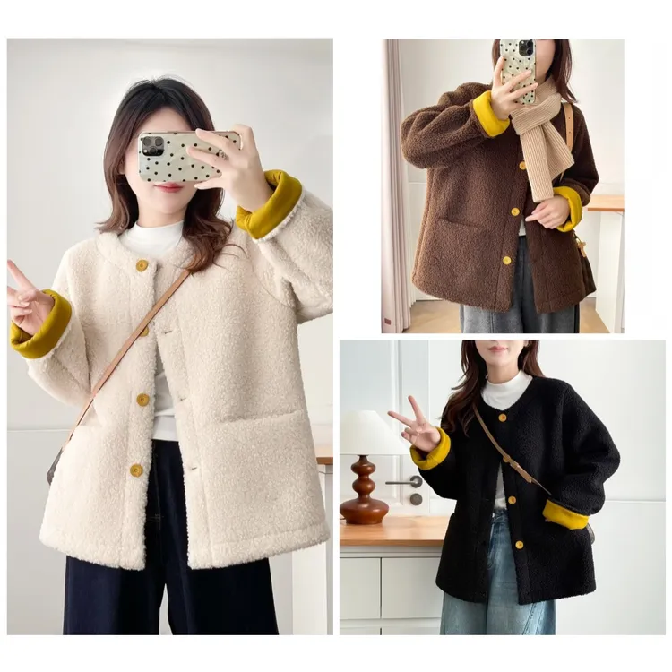 115-195斤大码女装胖mm冬装休闲保暖厚款颗粒绒圆领休闲外套上衣