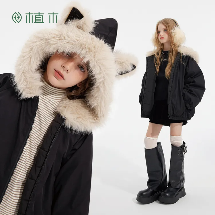 植木童装儿童棉服中大童复古加厚外套男童女童棉服