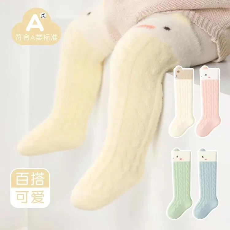 K婴儿长筒袜秋冬款加绒加厚保暖新生儿宝宝袜子包屁衣不勒腿a类