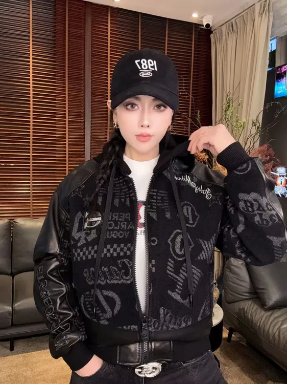 【JDKJ】重工字母刺绣男士连帽保暖羊毛白鸭绒拼接山羊皮羽绒服Y80