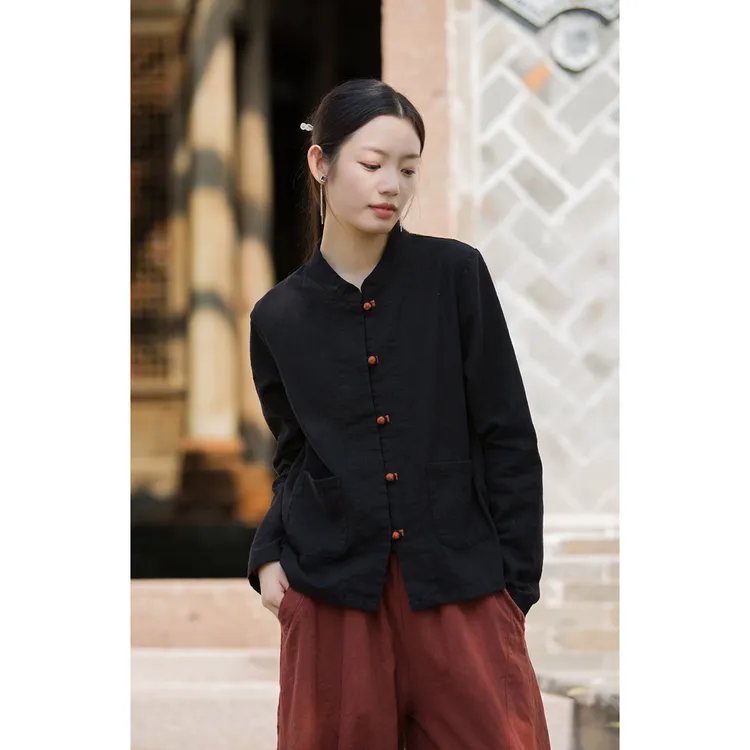 原创改良上衣秋季设计感宽松新款休闲飒爽个性新中式外套女开衫