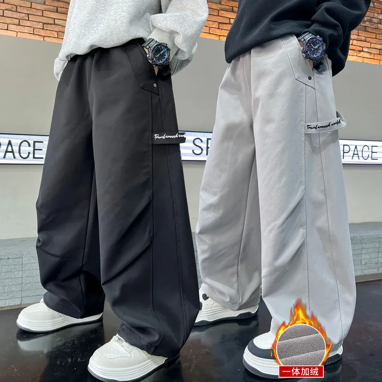 男童裤子秋冬2025新款中大童炸街潮酷男孩阔腿裤儿童痞帅休闲裤潮