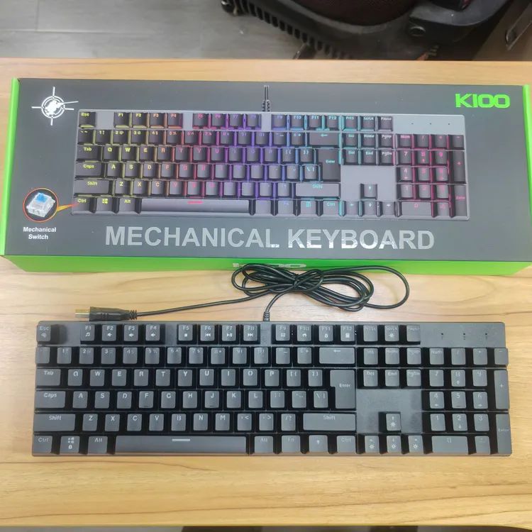 工厂现货MK100电竞机械键盘青轴游戏用电脑外设悬浮发光手托键盘