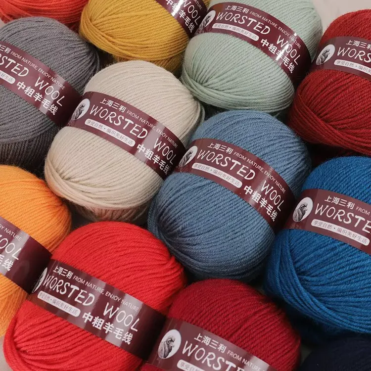上海三利羊毛线手工编织进口美丽诺羊毛线中粗毛线不起球一团价格