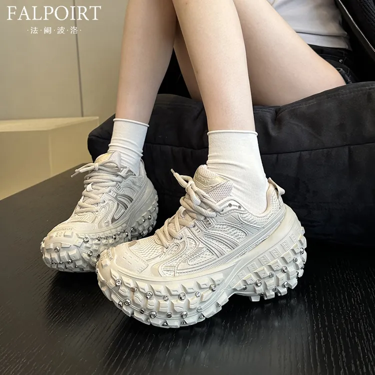 FALPOIRT铆钉轮胎厚底老爹鞋女欧美风ins潮榴莲底增高休闲运动鞋