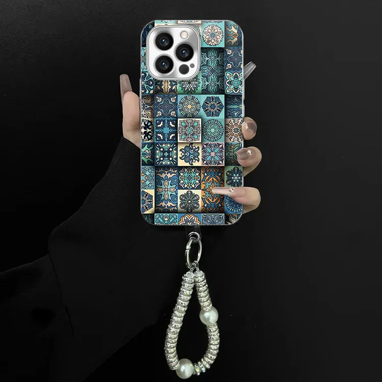 适用于苹果/oppo/华为/vivo/小米纹饰图案电镀玻璃手链防摔手机壳