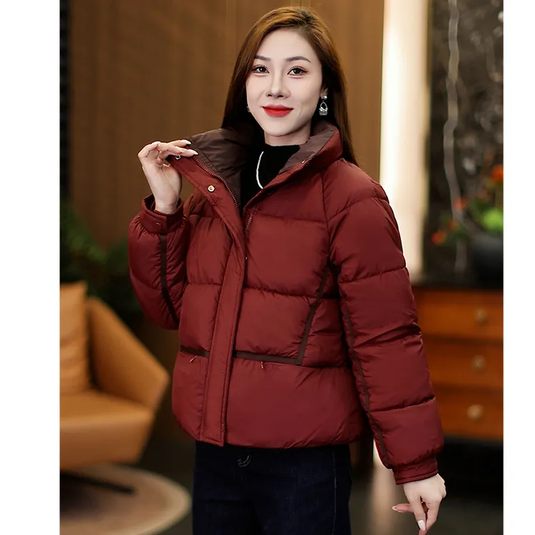 韩版短款立领棉服女2025冬季新款小个子穿搭洋气百搭棉袄棉衣通勤